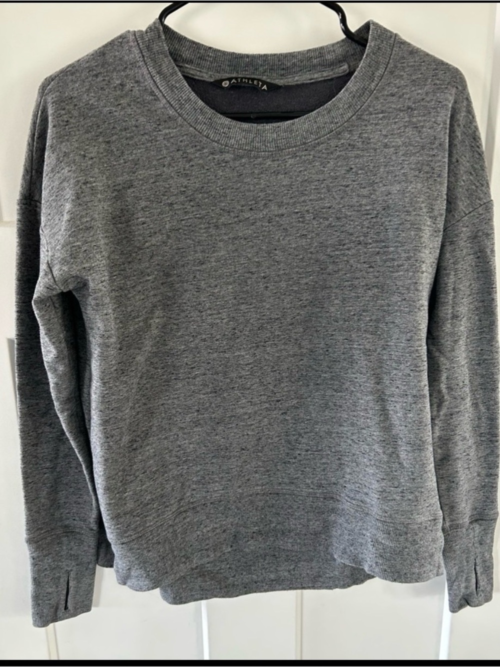 Athleta Heather Gray Long-Sleeve Crew Sweatshirt